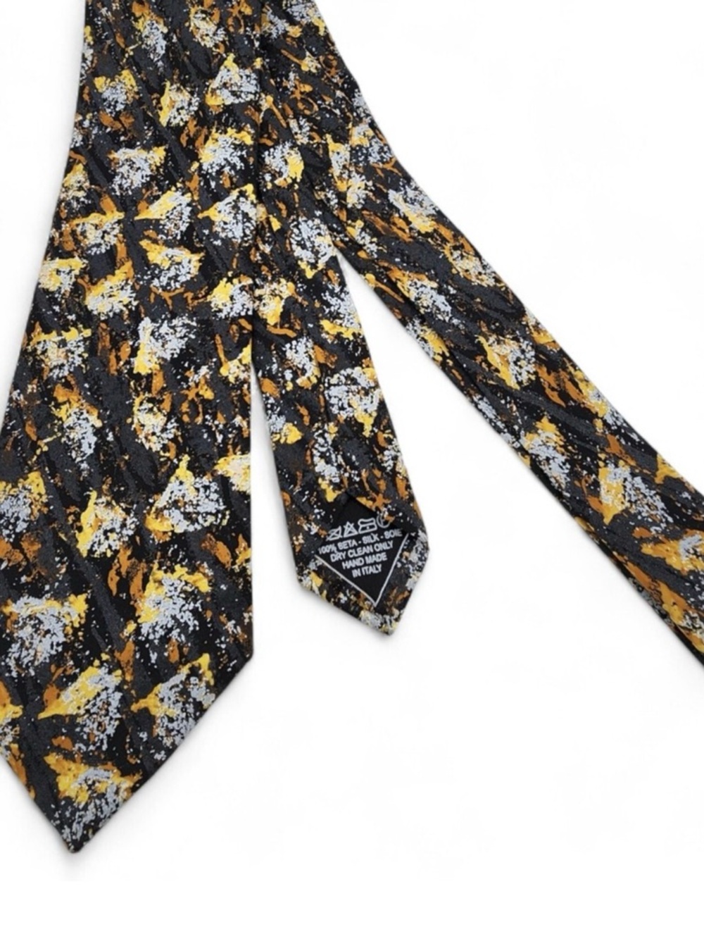 Italo Ferretti Black & Gold Abstract Silk Tie
